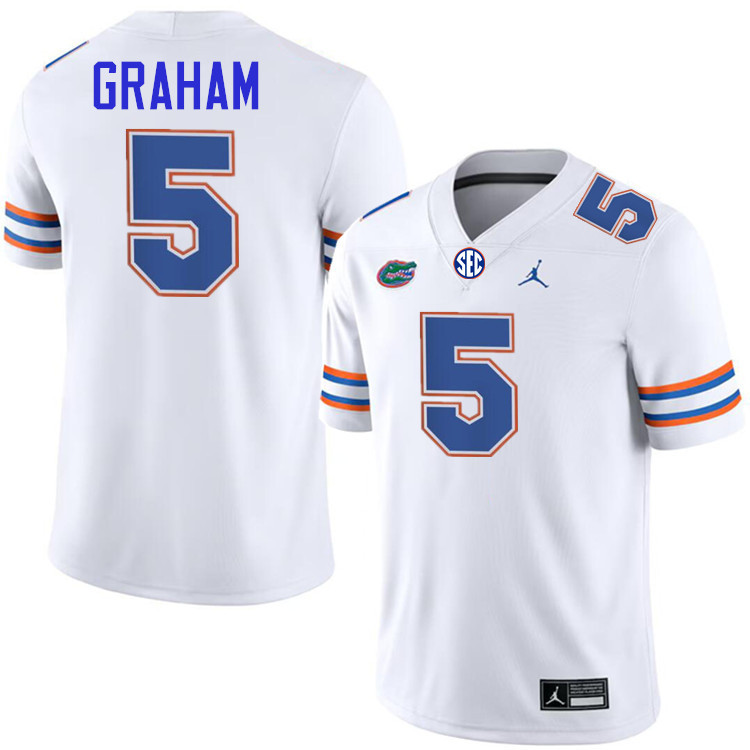 #5 Myles Graham Gators Jersey,Florida Gators College Football Jerseys Stitched-White